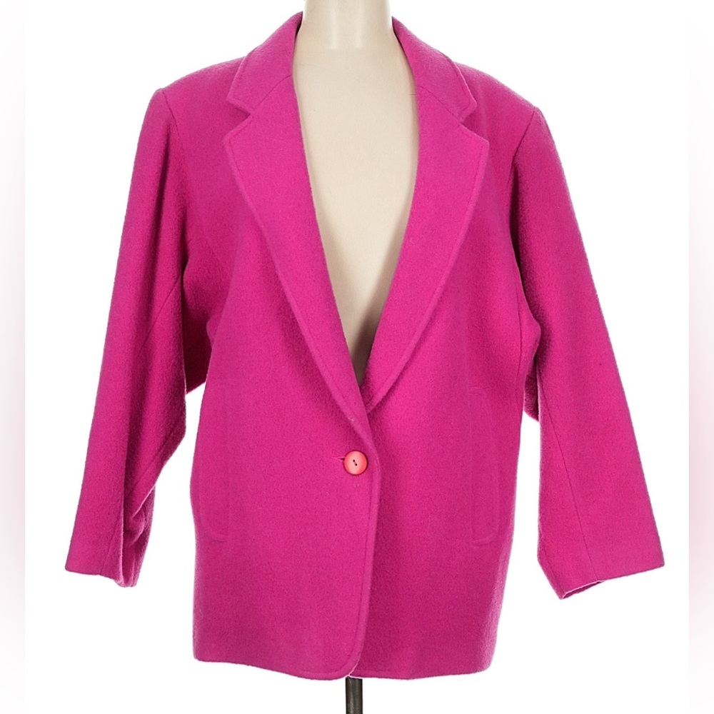 Vintage 80s 90s United Colors of Benetton Hot Pink Blazer Jacket 44 approx sz 8